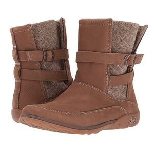 Chaco Hopi Fawn Tan Suede Leather Wool Warm Winter Ankle Boots Booties Womans 10